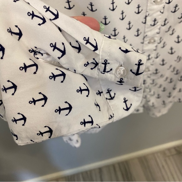 George bottom up, white, Anchor Print dress shirt, size L 12-14 - Picture 5 of 7